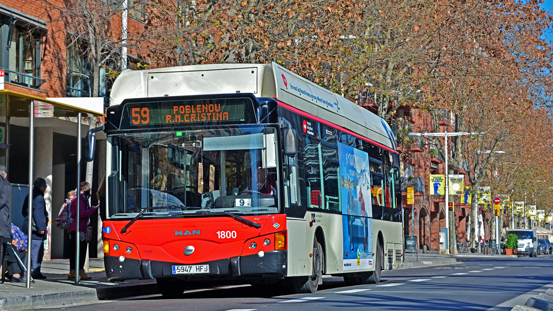 Parada de bus en Barcelona